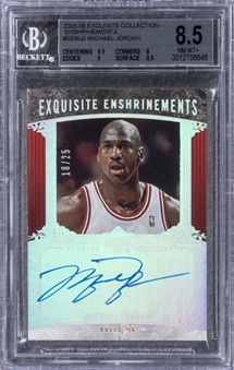 2005-06 UD "Exquisite Collection" Enshrinements #EEMJ2 Michael Jordan Signed Card (#18/25) – BGS NM-MT+ 8.5/BGS 9